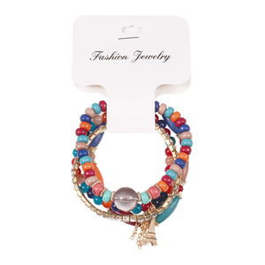 Fashion <b>Charm</b> <b>Bracelets</b> Set Multicolor <b>Beaded</b> Tassel Alloy Gold Plated Women's Bohemia Style Gift Jewelry - Product Image 1