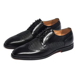 Chaussures habillées classiques italiennes en cuir véritable à lacets pour hommes, populaires pour le bureau, les affaires ou les mariages estivaux - Product Image 1