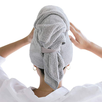 Serviettes de cheveux en microfibre, envelopper, étiquette personnalisée, Turban de séchage, serviette de cheveux en microfibre
