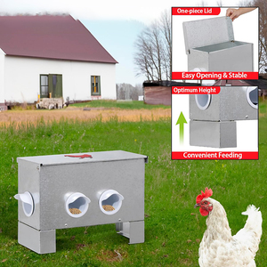 JH-Mech <strong>Automatic</strong> <strong>Chicken</strong> Feeder No Waste Waterproof 30 Lb 4-Port Galvanized Metal Treadle <strong>Chicken</strong> Feeder