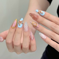 Uñas postizas de moda al por mayor, pre-diseñadas, acrílicas, de cobertura completa, cuadradas, para dedos de manos y pies, con pegamento, suministros OEM, logotipo personalizado, uñas postizas.