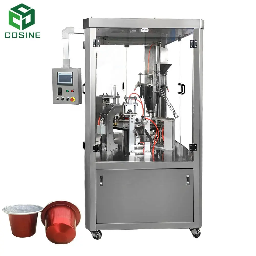 High speed rotary type automatic coffee powder filling and sealing machine price for packing K cup