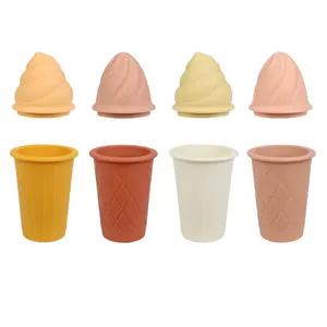 Eco-Friendly Set of 4pcs, Cute Ice Cream Cone Scoop Sets Kids Beach Toys, Children Educational Toys