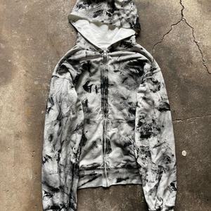 Sudadera con capucha para hombre, estilo streetwear, personalizada, con forro de felpa francesa, cortavientos, impermeable, con cremallera, corte holgado, hombros caídos, 100% algodón, color efecto sucio - Product Image 2