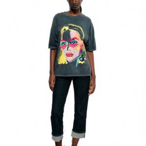 Camiseta de peso pesado con lavado ácido personalizada para mujer, camisetas con serigrafía, fabricantes de ropa personalizados - Product Image 4