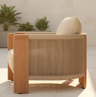 Fauteuil d'extérieur moderne de luxe en teck tressé avec cadre en bois massif imperméable, chaise longue pour jardin, villa, hôtel, mobilier de patio