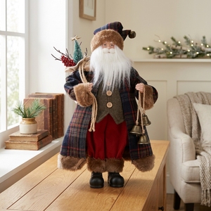 Vintage Plaid Christmas Santa Claus Figurine Collectibles for Room Papai Noel Wholesale - Product Image 2