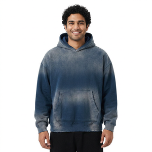 Blank Pullover 360gsm Heavyweight Thickened Spray Dyed Distressed Vintage <b>Hoodie</b> for Man <b>Plain</b> <b>Hoodies</b> - Product Image 1