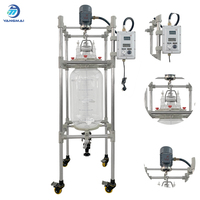 Reactor de vidrio encamisado de 50L con agitación mecánica, recipiente de borosilicato de alta resistencia para mezcla al vacío y circulación térmica