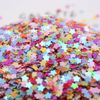 Vente en gros pas cher 3mm mini mélange fleur forme prune ongles brillant paillettes en vrac décoration de fête de mariage confettis en vrac paillettes