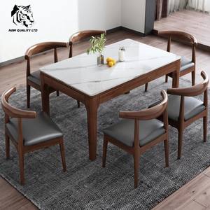 Fábrica de China ofrece precio de descuento, logotipo personalizado, MOQ bajo, envío inmediato, nueva mesa de comedor de madera a la moda. - Product Image 6