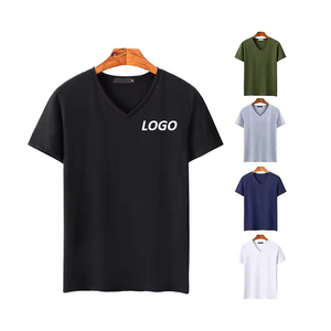 <span class=keywords><strong>T</strong></span>-<span class=keywords><strong>shirt</strong></span> à <span class=keywords><strong>col</strong></span> en <span class=keywords><strong>V</strong></span> personnalisé pour hommes 100% coton 180 grammes de tissu tricoté Design d'impression photo décontracté pour la méthode d'impression d'écran d'é<span class=keywords><strong>t</strong></span>é - Product Image 1