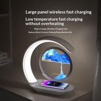 Chargeur sans fil de luxe avec tableau d'art de sable 3D LED dynamique et sortie 15W pour la décoration de la maison et de la table, compatible avec les téléphones mobiles