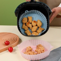 Accessoires de four Panier à friteuse Airfryer réutilisable Tapis de friteuse résistant à la chaleur Doublures de friteuse à air en silicone Logo personnalisé personnalisé rond