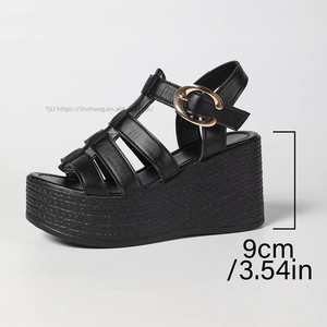 Women Large Woven <b>Wedge</b> <b>Sandals</b> Summer New Style <b>Platform</b> Thick Sole European and American Roman <b>Sandals</b> - Product Image 6