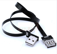 Ángulo de 90 grados FPC Flat Flex Thin USB a hembra a macho Cable de carga Micro-USB Trenza Blindaje para cámara Computadora en stock