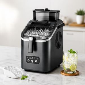 Machine à glaçons en cube portable, 15 kg/24 h, fabrication rapide de glaçons carrés, refroidissement par compresseur, réservoir d'eau de 1,4 L pour usage domestique - Product Image 1