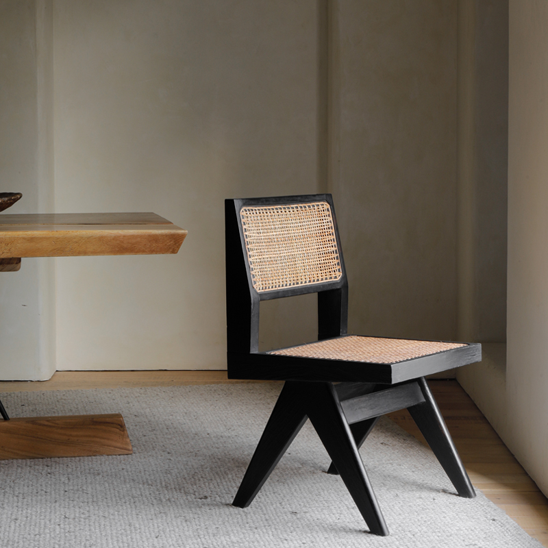 Armless dining chair-carbonized black without cushion