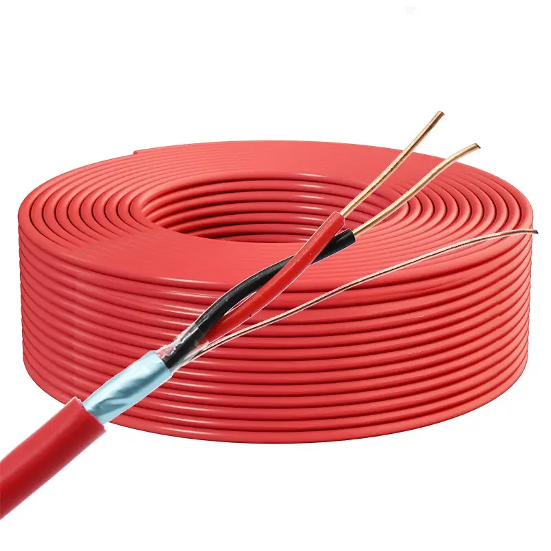 Câble d'alarme incendie rouge blindé à 2 conducteurs en cuivre massif de 1.5mm 2.5mm, gaine en PVC