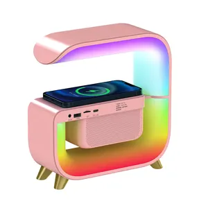 Hot Selling 2023 Multifunction 15W 9 In 1 Beside Desktop RGB Night Light With Speaker Alarm Clock Fast Charging Dock