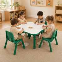 Chaise enfant en plastique avec dossier découpé en forme de cœur, facile à nettoyer, pour ensemble bureau et chaise d'école en gros