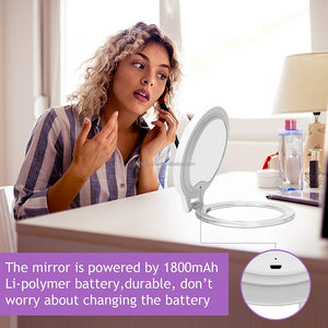 Nhựa có thể gập lại Travel Magnifier tường treo 10x xách tay Light Up Led Gương trang điểm - Product Image 4