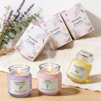 Coffret cadeau de bougies parfumées tricolores aux senteurs d'osmanthus, de rose et de lavande, coffret cadeau de mariage
