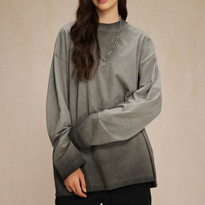 T-shirt à manches longues en coton gaufré 100% vintage de qualité supérieure avec logo personnalisé imprimé, double couche, délavé à l'acide, séchage rapide - Product Image 5