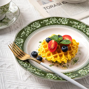 Pháp retro màu xanh đậm gốm bộ đồ ăn buổi chiều trà bát đĩa ly cà phê ấm gia cố gốm bộ đồ ăn sáng tạo - Product Image 3