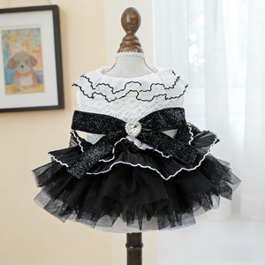 Vestido de tul estilo princesa para mascotas, falda de poliéster negra estilo boda para perros y gatos, para las cuatro estaciones, QZ20260112 13 - Product Image 1
