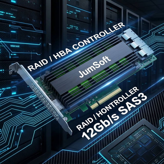 JumSoft JS-HBA-9300-8i Internal Server HBA Host Bus Adapter PCIe 3.0 12Gb/s 1GB Cache IT Mode for ZFS TrueNAS in Stock