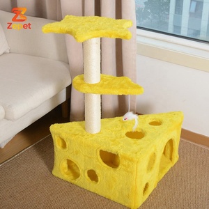 Arbre à chat en sisal avec tunnel, résistant aux griffures, anti-déchirure, peu encombrant pour petits espaces, avec lit - Product Image 1