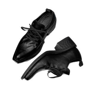 Zapatos de Cuero con Punta en Pico y Textura Arrugada para Hombre, Modelo 2026, Estilo Único, Suela Gruesa y Moderna, Calzado Casual para Hombre - Product Image 5