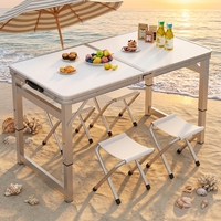 Ensemble table et chaises pliantes en aluminium pour extérieur 120x60cm, table de camping, pique-nique, fête, 4 places
