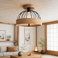Éclairage décoratif moderne de haute qualité, rond en fer avec bois, luminaires encastrés LED pour plafond, pour salon, chambre à coucher