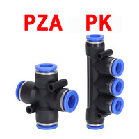 Raccord rapide pour tube pneumatique 4 voies PZA/PK bleu noir 4/6/8/10/12 mm, connecteur pour tuyau pneumatique et d'eau