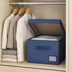Organizador de Armario de Tela Azul con Ventana 33x28x16 cm, Caja Ahorradora de Espacio con Marco Metálico para Almacenamiento de Ropa - Product Image 6