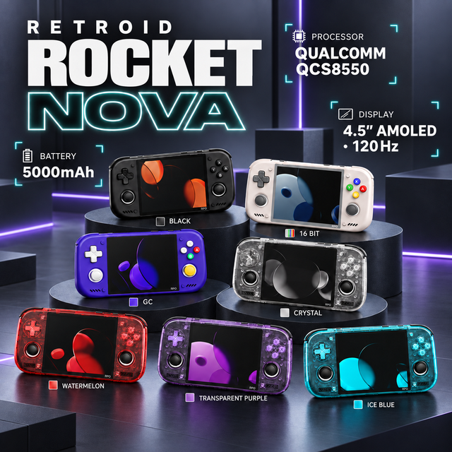 Retroid Pocket Nova Retro Handheld Console 4:3 AMOLED Screen Hall Joystick Active Cooling 5000mAh Portable Emulator Game Player