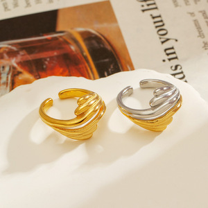 Stainless Steel Wings <b>Ring</b> 18k Gold Plated Geometric Shape Women's Fashion Jewelry Gift YR48 - Product Image 3