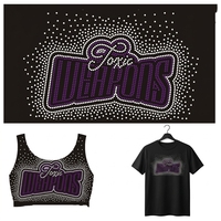 Transfer Rhinestone Motif Senjata Beracun Kustom Warna Ungu Putih Kristal untuk Seragam Tim Cheerleading Bling Pro DIY