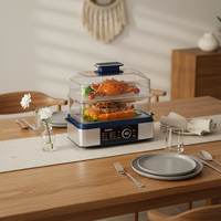 Sunsir Electric 1500W 12-Quart Stainless Steel Digital Food and Rice Steamer Stackable 1-3 Lapisan Bebas BPA Kelas Energi A