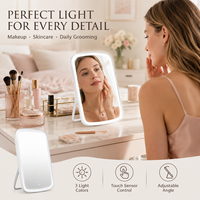 Miroir de maquillage LED portable réglable pour bureau, miroir cosmétique de table pour chambre à coucher et dortoir