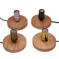 Lampe de table vintage LED en bois E26/E27 avec support de lampe en aluminium et interrupteur rotatif avec câble