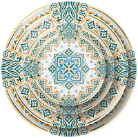 Assiettes de Dîner en Porcelaine Florale Verte, Vente en Gros Direct Usine, Ensemble de Vaisselle Vintage Style Italien en Porcelaine Fine Personnalisable
