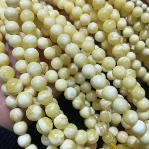 Kehlibar boncurer — perles en ambre baltique naturel, couleur dorée et blanche, finition d'usine, 50g