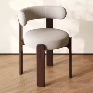 Minimalist European Design Modern <b>Dining</b> <b>Chair</b> Wooden Frame Soft Fabric Backrest Cushioned Seat Suitable for Living Rooms - Product Image 4