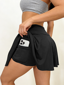 4 Conjuntos de Falda Deportiva Negra Plisada - Falda de Tenis de Cintura Alta con Bolsillo para Correr y Yoga - Product Image 2