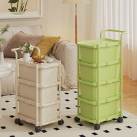 Armoire de rangement de chevet en plastique de style crème, chariot mobile sur pied, petite étagère à 5 niveaux, rangement pour collations, jouets pour bébés, chambre à coucher