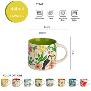 <span class=keywords><strong>Tasse</strong></span> à thé de 15 oz à motif floral luxueux, empilable, avec intérieur coloré créatif, mug à café, <span class=keywords><strong>tasse</strong></span> à lait pour le petit-déjeuner en couple, cadeau pour <span class=keywords><strong>maman</strong></span> et femme - Product Image 2