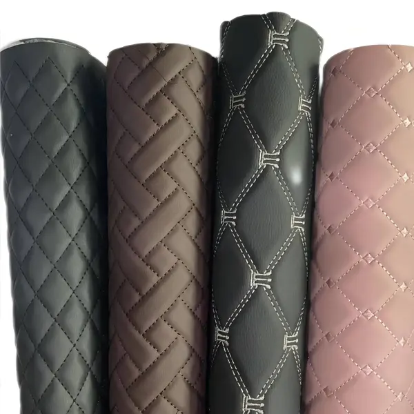 Car Interior Vinyl Fabric For Car Uphlostery Imitation Embroidery PVC Wear-resistant Artificial Leather Finished 0.8mm Woven